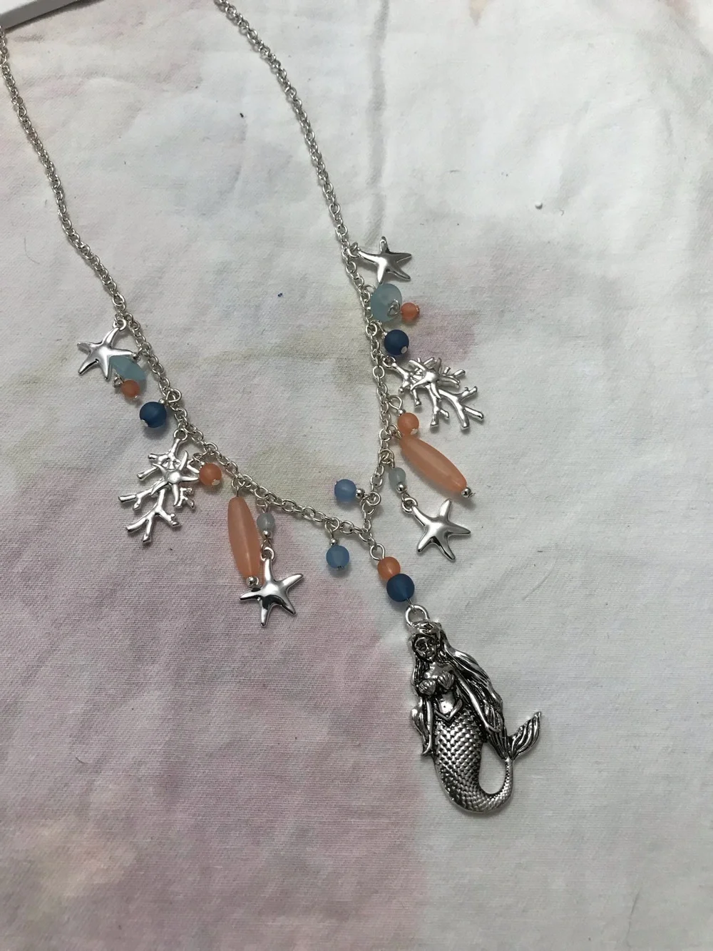 Periwinkle by Harlow Silver Tone Mermaid Core Pendant Sea Ocean Necklace 16”
